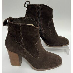Steve Madden Women Brown Suede Leather Ankle Boot Bootie Size 6 Side Zip Riddock
